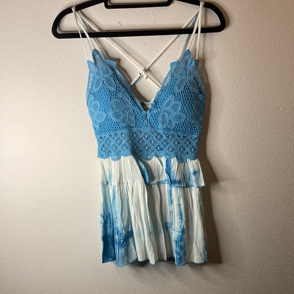 LA MIEL Tops - La Miel Blue Boho Top